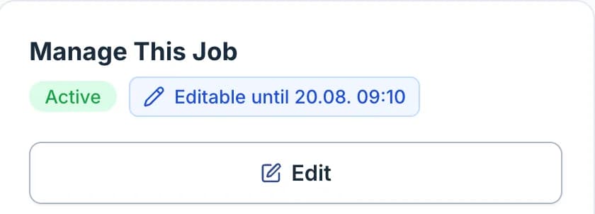 The Manage This Job panel with the Edit action
