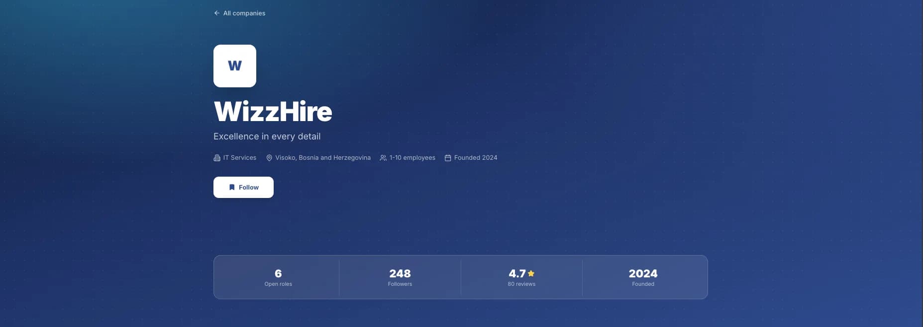 The Follow button on a company profile
